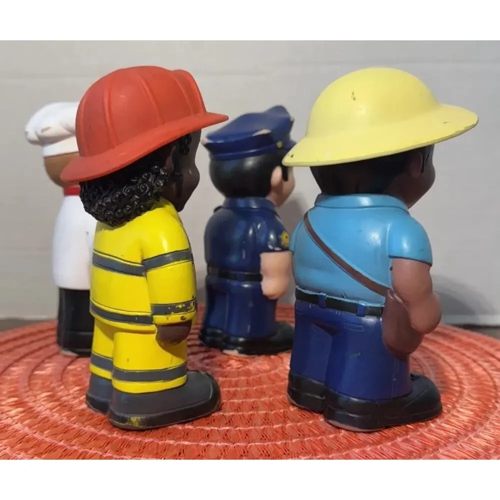 4 Early Learning Toys Soft Vinyl Plastic Community Town Workers 6.5